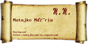 Matejko Mária névjegykártya